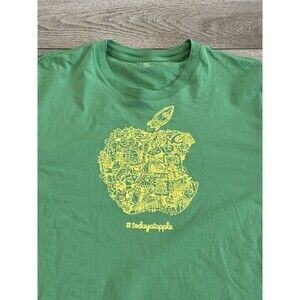 Today at APPLE Computer Tee Shirt Men's XL Green Crew Neck Cotton T Rocket